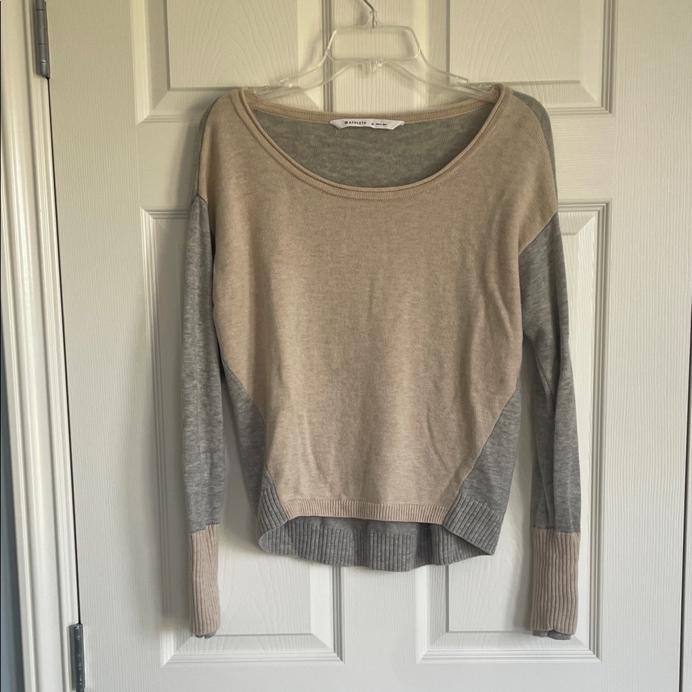 Athleta Blush and Gray Women's Crew Neck Sweater